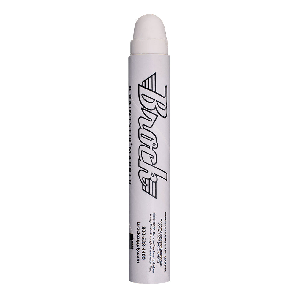 Brock White B Paintstik Marker - Multi-Purpose Permanent Solid Paint Marking Crayon For Oily-Wet-Dry-Cold Surfaces - Weather & UV Resistant – Dozen