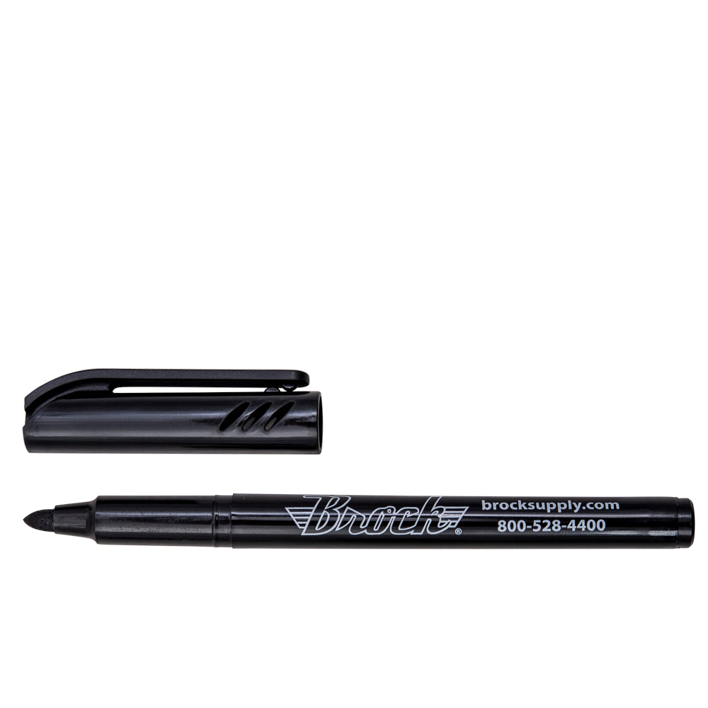12 Pc Set Black Brockmark Sharp Solid Permanent Ink Markers Pen Medium Point on Metal Fabric Wood Plastic for Industrial Warehouse Everyday