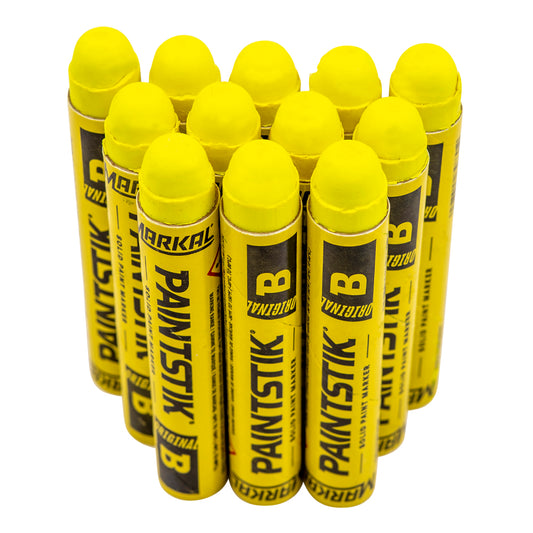 12 Pc Box Flourescent Yellow Markal B Paintstiks Glow UV Black Light Crayon Marks Metal Glass Wood Rubber for Auto Tire Construction Lumber