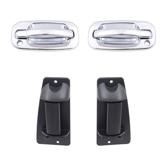 Brock Replacement Front and Rear Outside Door Handles 4 Piece Set Compatible with 1999-2007 Silverado & 2002-2004 Sierra Denali Extended Cab ONLY