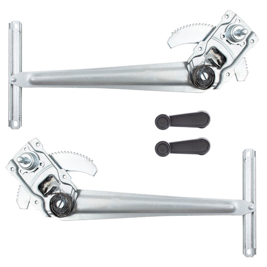 Brock Replacement 4 Pc Set of Front Manual Window Lift Regulators & Crank Handles Compatible with 1984-1989 4Runner w/ Vent Window 6980289108 6980189108