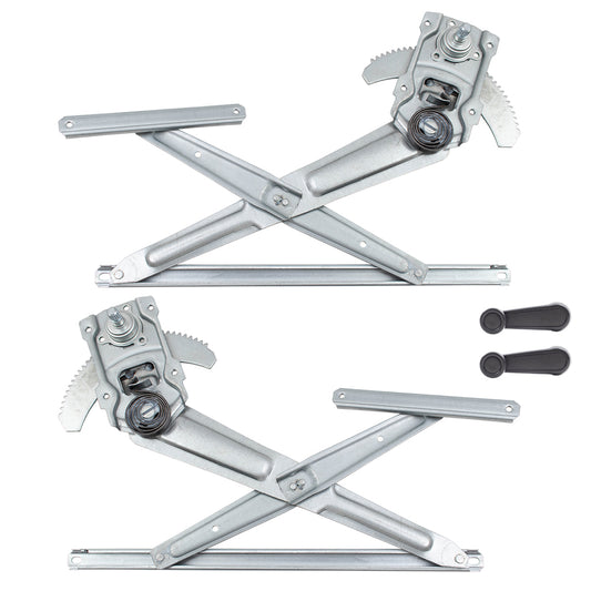 Brock Replacement 4 Pc Set Front Manual Window Regulators & Crank Handles Compatible with 1990-1995 4Runner w/out Vent Window 6980235010 6980135010