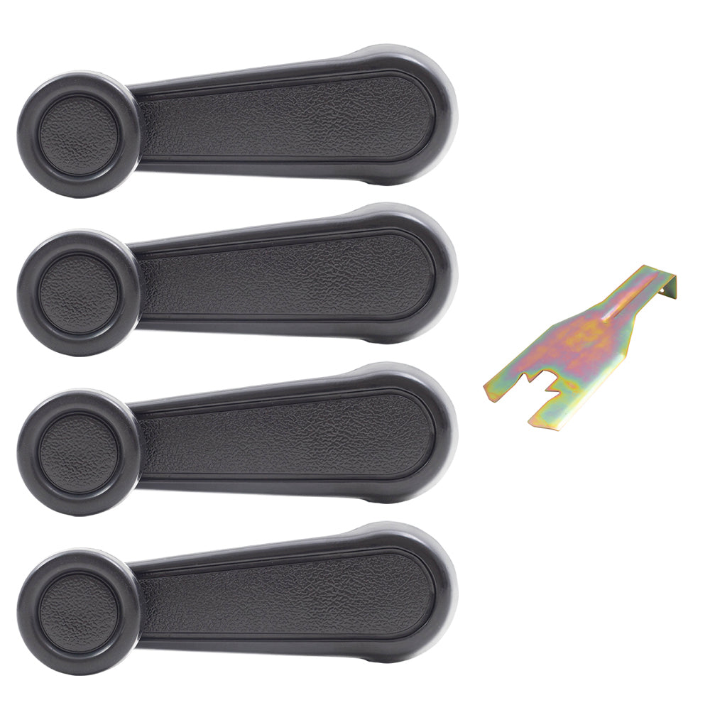 Brock Replacement 5 Piece Set Plastic Window Cranks w/ Handle Clip Removal Tool Compatible with 1984-2002 4Runner 69260-10040