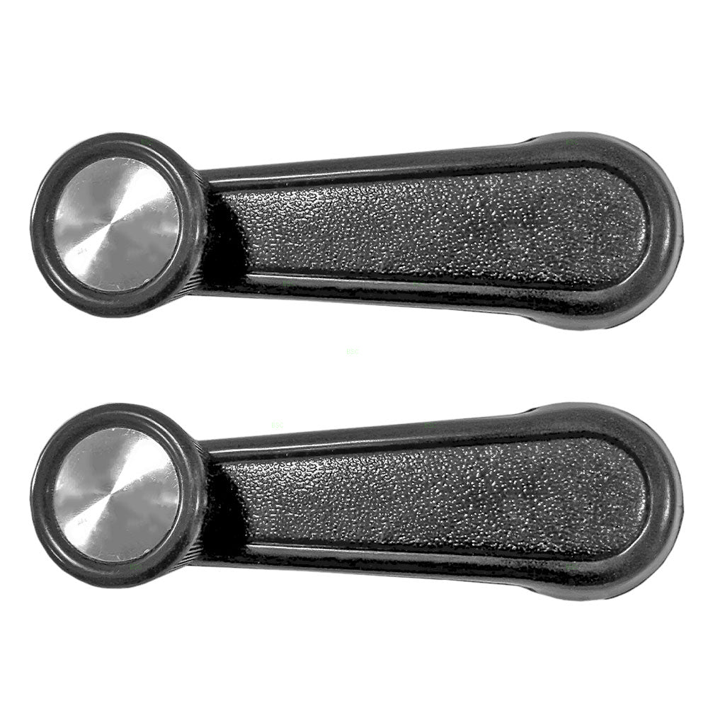 Brock Replacement Black Plastic Manual Window Crank Handle w/ Chrome Knob Center Compatible with Pickup Truck SUV Van 69260-12010