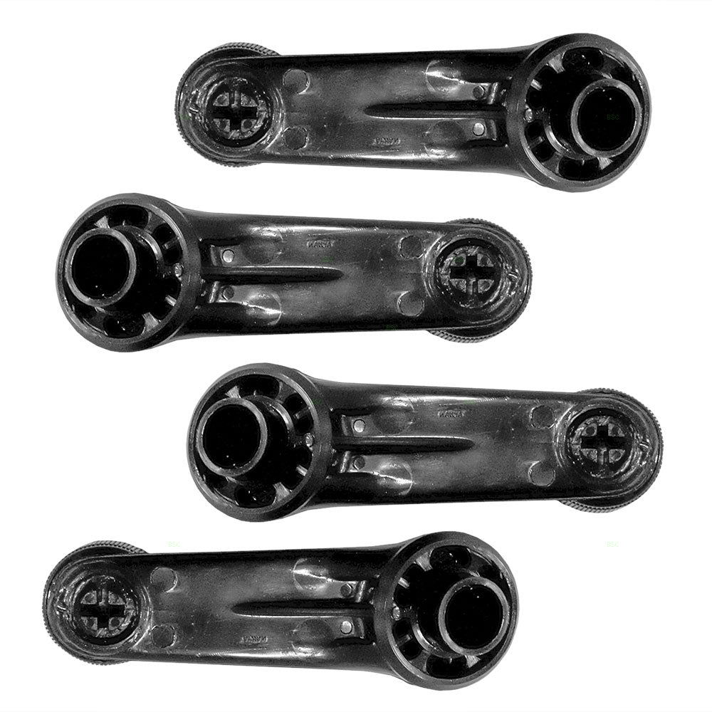 Brock Replacement 4 Piece Set Black Plastic Manual Window Crank Handles w/ Chrome Knob Center Compatible with Pickup Truck SUV Van 69260-12010