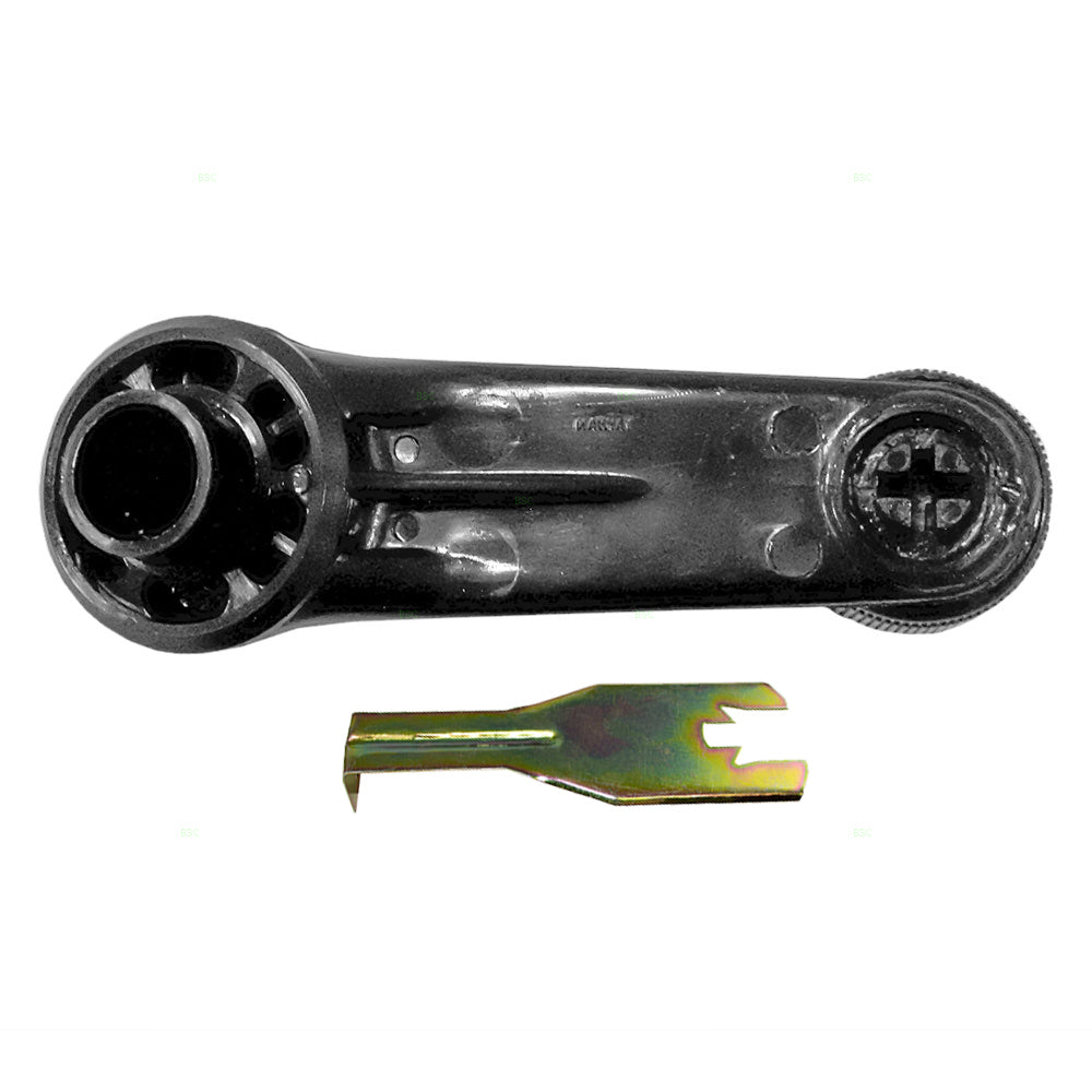 Brock Replacement Set Black Plastic Manual Window Crank w/ Chrome Knob Center& Handle Clip Removal Tool Compatible with Pickup Truck SUV Van 69260-12010