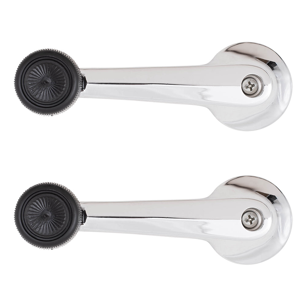 Brock Replacement Pair Set Front Manual Window Crank Handles Chrome with Black Knob Compatible with 79-93 Mustang D9ZZ-6623342A 76977