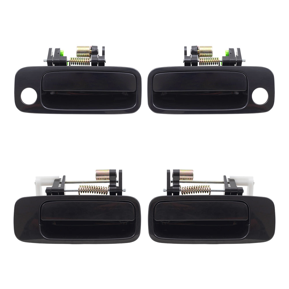 Brock Replacement Driver and Passenger Side Outside Door Handles Paint to Match Black 4 Piece Set Compatible with 1997-2001 Toyota Camry