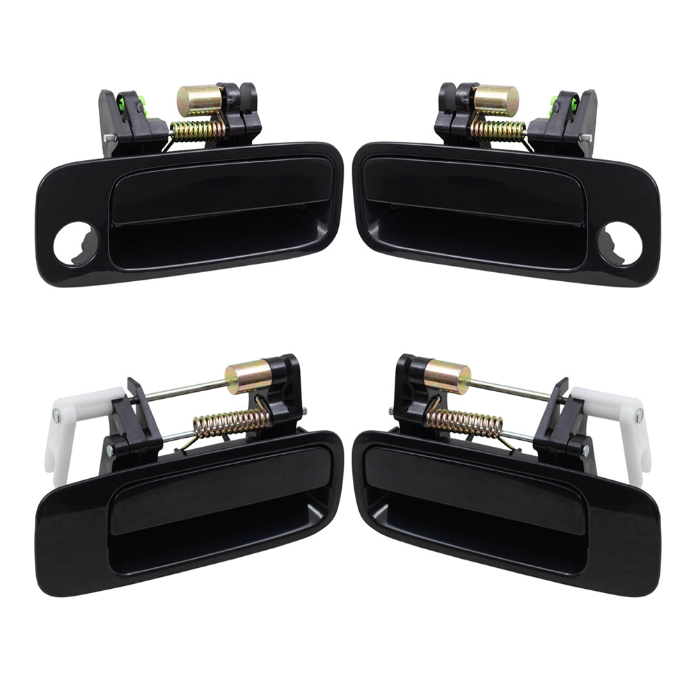 Brock Replacement Driver and Passenger Side Outside Door Handles Paint to Match Black 4 Piece Set Compatible with 1997-2001 Toyota Camry