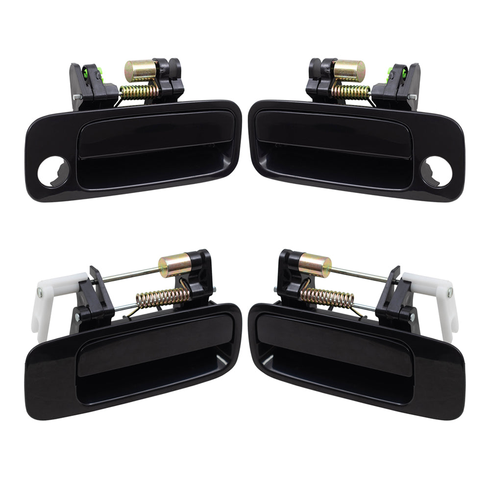 Brock Replacement Driver and Passenger Side Outside Door Handles Paint to Match Black 4 Piece Set Compatible with 1997-2001 Toyota Camry