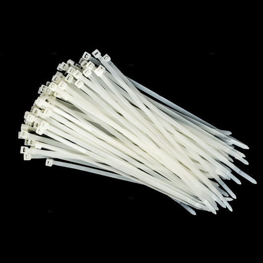 Brock 1000 Pc Bag Natural White Nylon 8" Cable Zip Ties Self Locking Head UV Heat Resistant Outdoor Indoor for Bundling Tag Hold Wires Cords Crafts
