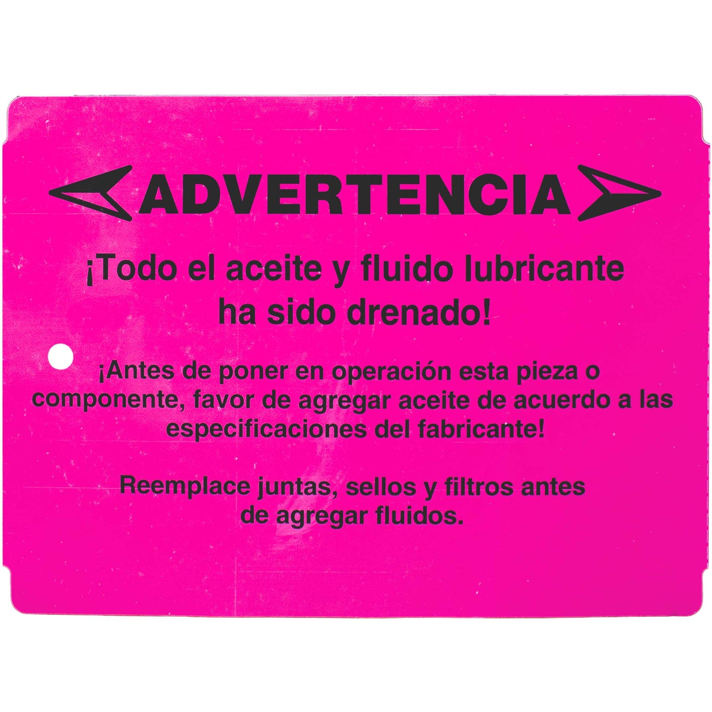 250 Pc Box Pink "Warning - Fluids Drained" Pre-Installation Tags 4" x 5 1/2" Weatherproof Polysteel Labels for Auto Repair Shop Salvage