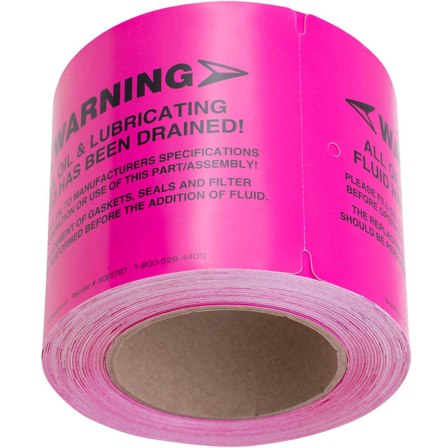 250 Pc Box Pink "Warning - Fluids Drained" Pre-Installation Tags 4" x 5 1/2" Weatherproof Polysteel Labels for Auto Repair Shop Salvage