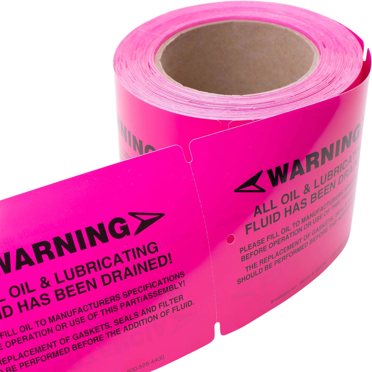 250 Pc Box Pink "Warning - Fluids Drained" Pre-Installation Tags 4" x 5 1/2" Weatherproof Polysteel Labels for Auto Repair Shop Salvage