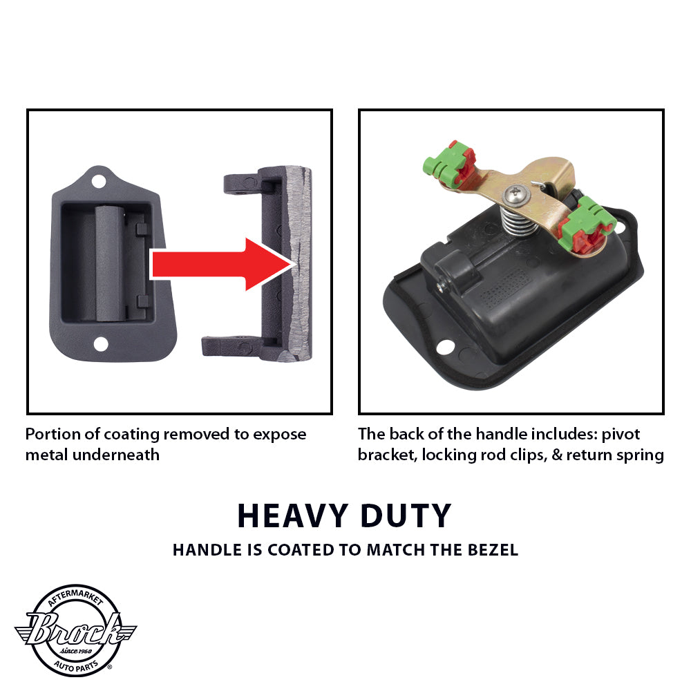 Brock Replacement Upgraded Design Extended Cab 3rd Door Inside Handle Metal Pull Lever w/ Plastic Bezel Compatible with S10 Sonoma Hombre Pickup Truck 19211052
