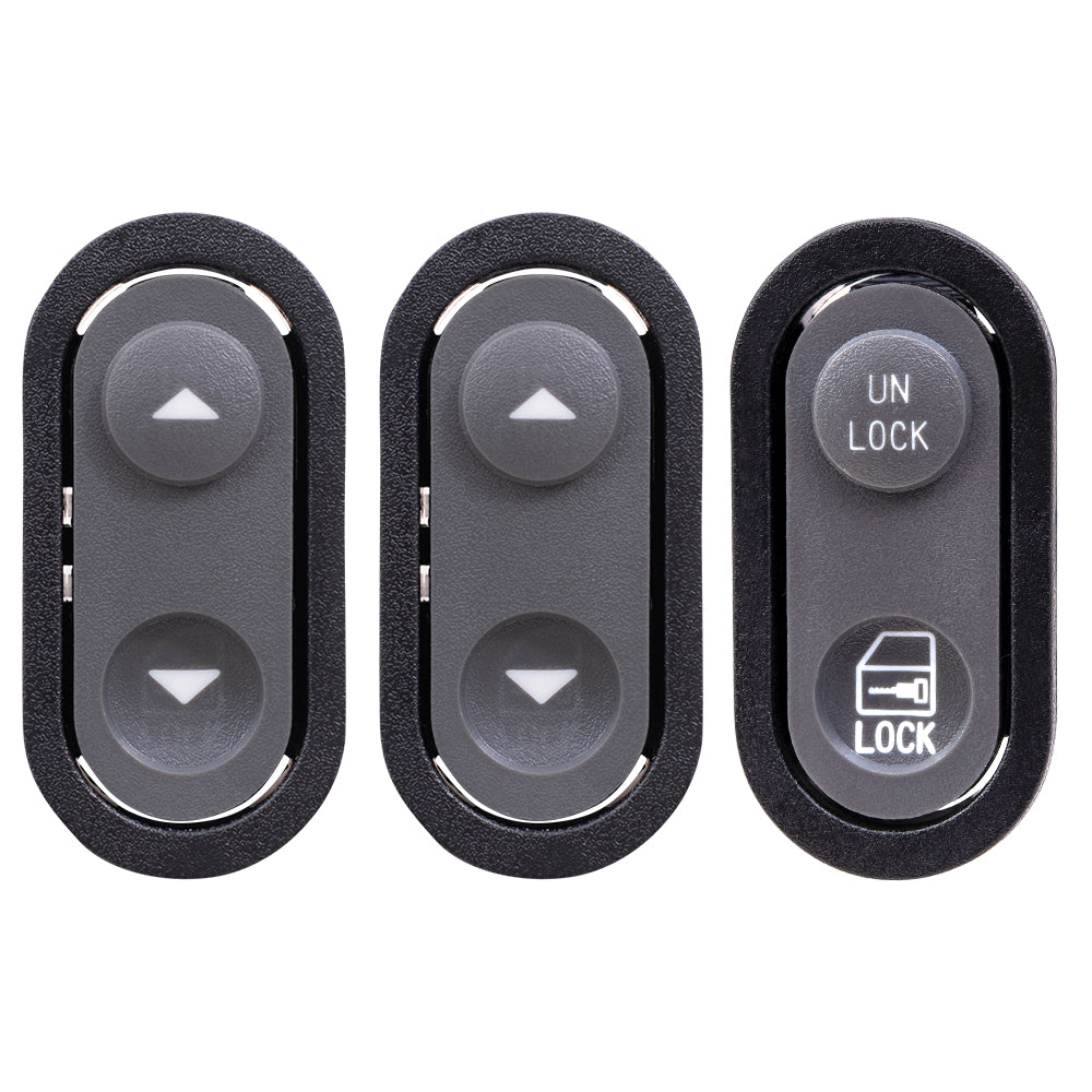 Brock ADS2830LC4 Inside Door Handle With Black Base/Chrome Lever With Power Window & Power Lock Switches 4 Piece Set Compatible With 1990-1994 GM C/K Pickup