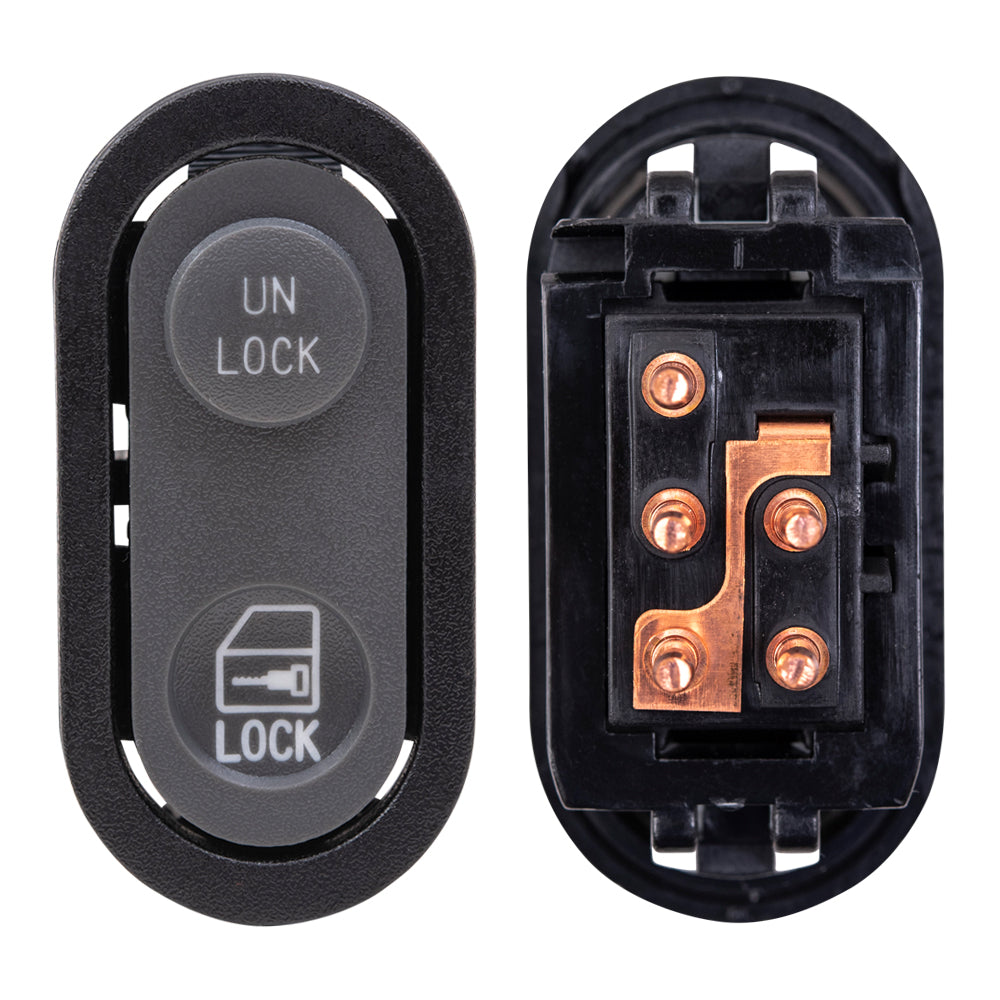 Brock ADS2830LC4 Inside Door Handle With Black Base/Chrome Lever With Power Window & Power Lock Switches 4 Piece Set Compatible With 1990-1994 GM C/K Pickup