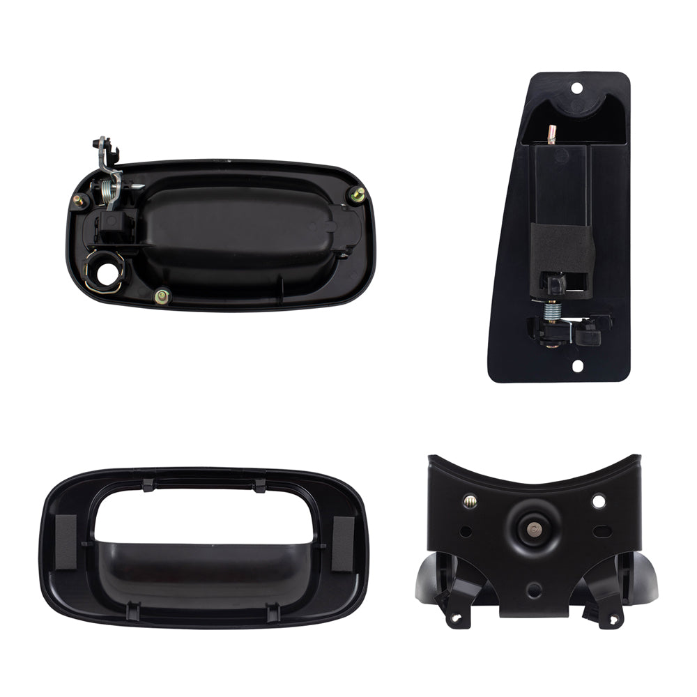 Brock Replacement Front and Rear Outside Door Handles, Tailgate Handle and Tailgate Handle Bezel 6 Piece Set Compatible with 1999-2007 Silverado & 1999-2007 Sierra Extended Cab ONLY