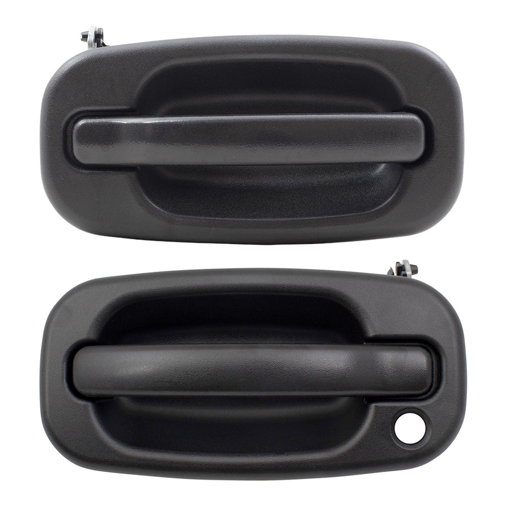 Front Outside Door Handles Set Compatible with 1999-2007 Silverado Driver Side with Keyhole and Passenger Side without Keyhole Also Fits Sierra Yukon Suburban Tahoe Check Your Specific Year in Fitment
