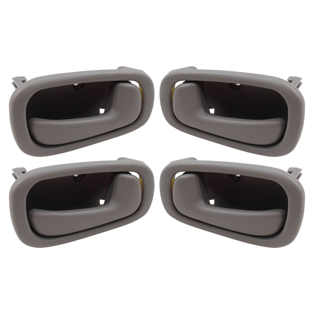 Brock Replacement 4 Piece Set Gray Inside Interior Front & Rear Door Handles Compatible with 98-02 Prizm Corolla