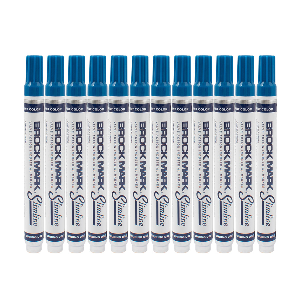 12 Pc Set Dark Blue Brockmark Slimline Industrial Paint Markers Opaque Gloss Pen Metal Wood Plastic Glass for Auto Construction Arts Home