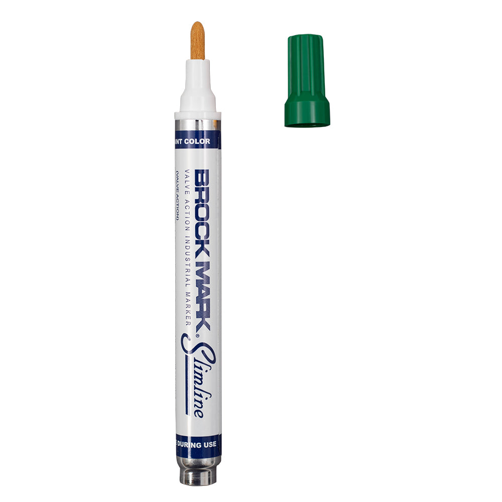 12 Pc Set Green Brockmark Slimline Industrial Paint Markers Opaque Gloss Pen Metal Wood Plastic Glass for Auto Construction Arts Home