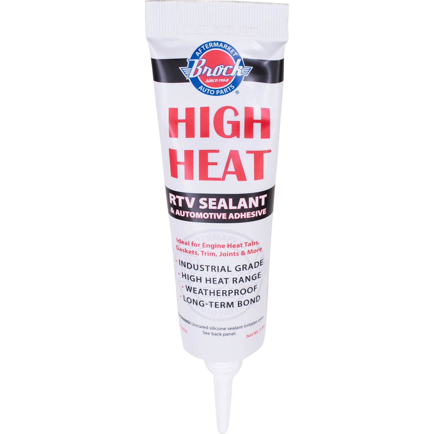 Brock High Heat RTV Sealant & Automotive Adhesive – Industrial Grade Silicone for Heat Tabs, Gaskets, and More – 2.8 oz Tube - 2 Pack
