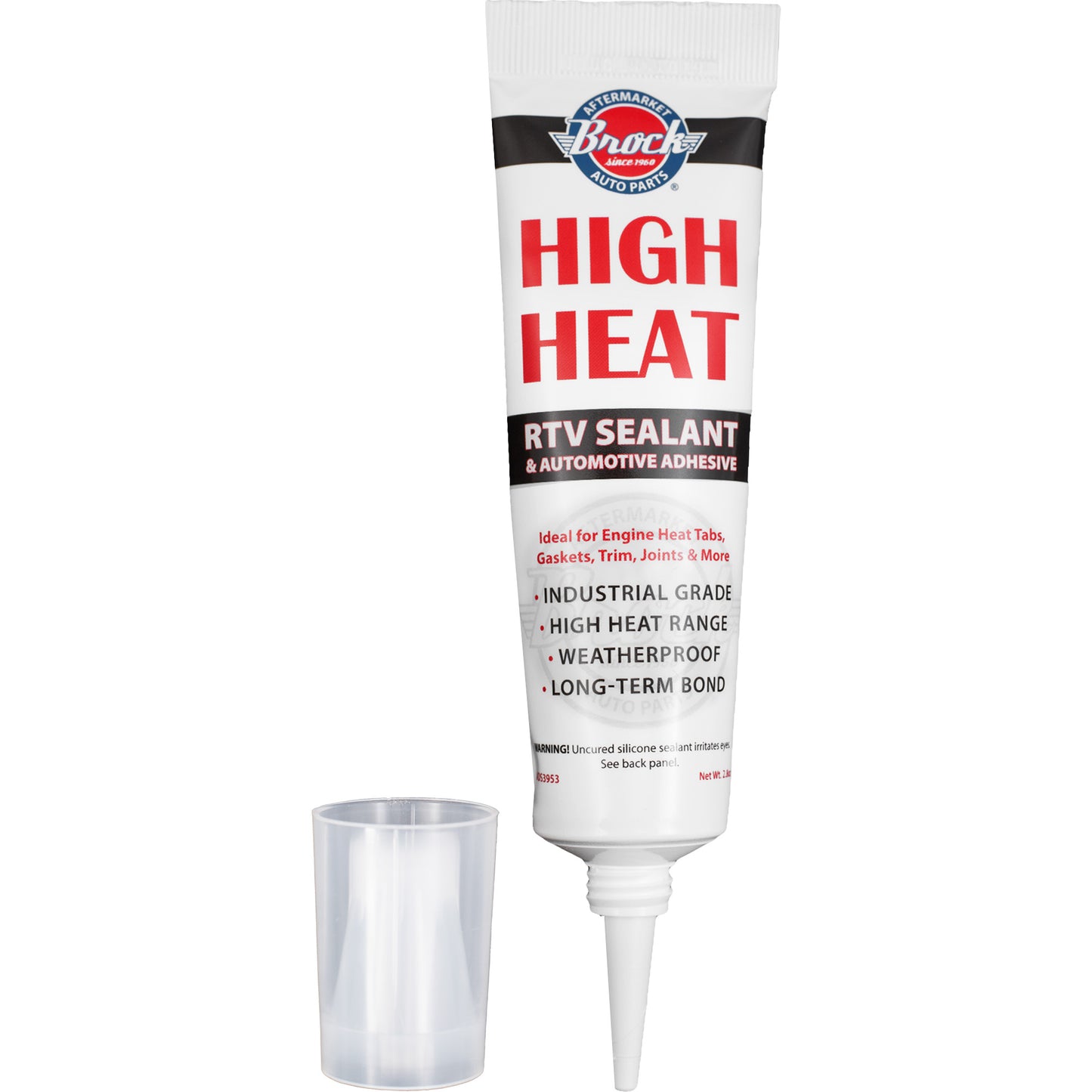 Brock High Heat RTV Sealant & Automotive Adhesive – Industrial Grade Silicone for Heat Tabs, Gaskets, and More – 2.8 oz Tube - 3 Pack