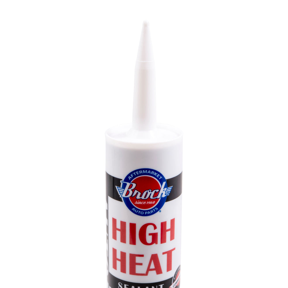 Brock High Heat RTV Sealant & Automotive Adhesive – Industrial Grade Silicone for Heat Tabs, Gaskets, and More – 10.2 oz Cartridge