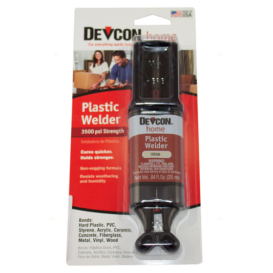 Devcon Home Plastic Welder Cream Colored Adhesive 1-OZ. Tube For Use On Hard Plastic, PVC, Styrene, Acrylic, Ceramic, Concrete, Fiberglass, Metal, Vinly, and Wood