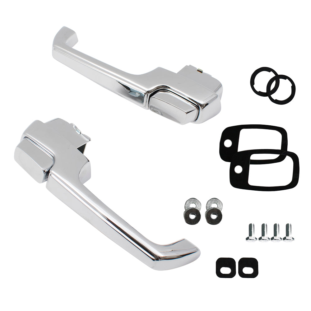 Brock Replacement Pair Set Outside Outer Door Handles Chrome w/ Gaskets & Hardware compatible with Blazer Jimmy Pickup Truck 3927895