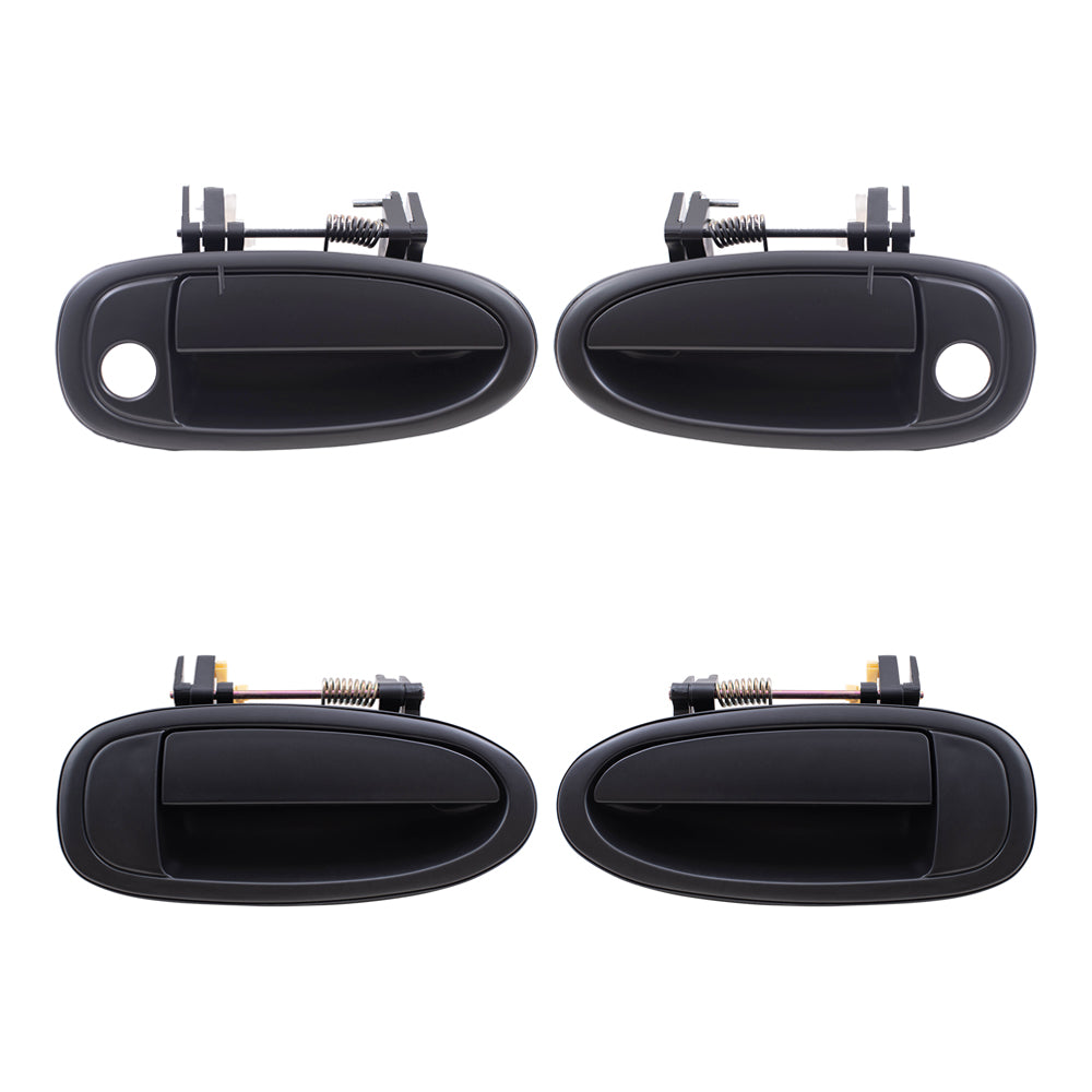 Brock Replacement Driver and Passenger Side Outside Door Handles Paint to Match Black 4 Piece Set Compatible with 1995-1999 Avalon