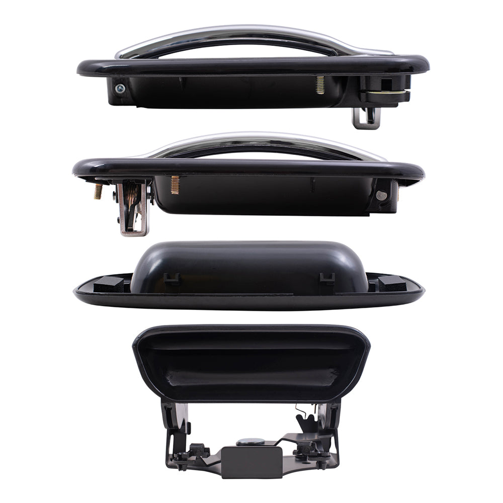 Brock Replacement Front Outside Door Handles, Tailgate Handle and Tailgate Handle Bezel Paint to Match Black 4 Piece Set Compatible with 1999-2007 Silverado & 1999-2007 Sierra