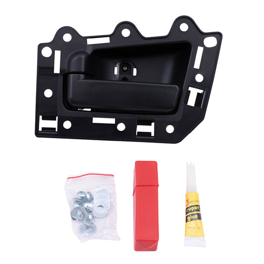 Brock Replacement Drivers Rear Inside Inner Black Door Handle Repair Kit Compatible with 05-10 Grand Cherokee SUV 5HR371D5AJ