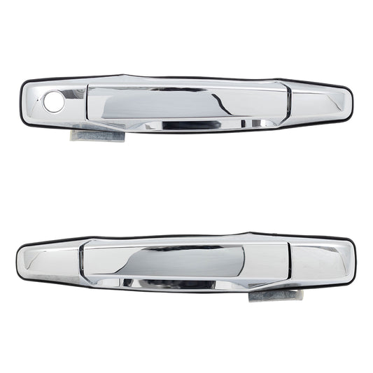 Brock Replacement Pair Set Front Outside Chrome Door Handles compatible with 07-13 Silverado Sierra Pickup Truck 22738721 22738722