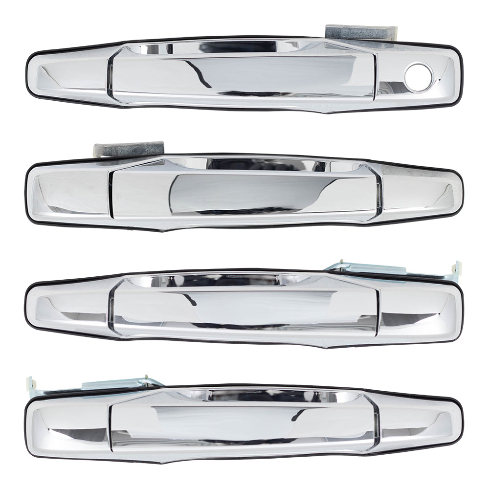 Front and Rear Outside Door Handles 4 Piece Set Compatible with 2007-2013 Avalanche/Sierra Denali/Escalade EXT & 2007-2014 Silverado/Sierra/Escalade & ESV/Suburban/Tahoe/Yukon