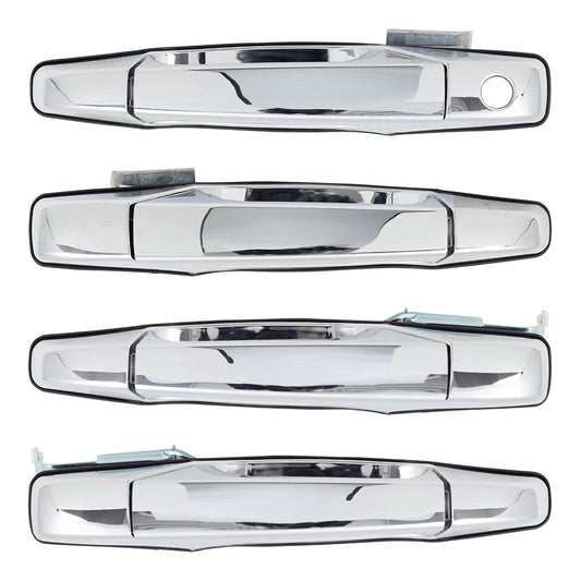 Front and Rear Outside Door Handles 4 Piece Set Compatible with 2007-2013 Avalanche/Sierra Denali/Escalade EXT & 2007-2014 Silverado/Sierra/Escalade & ESV/Suburban/Tahoe/Yukon