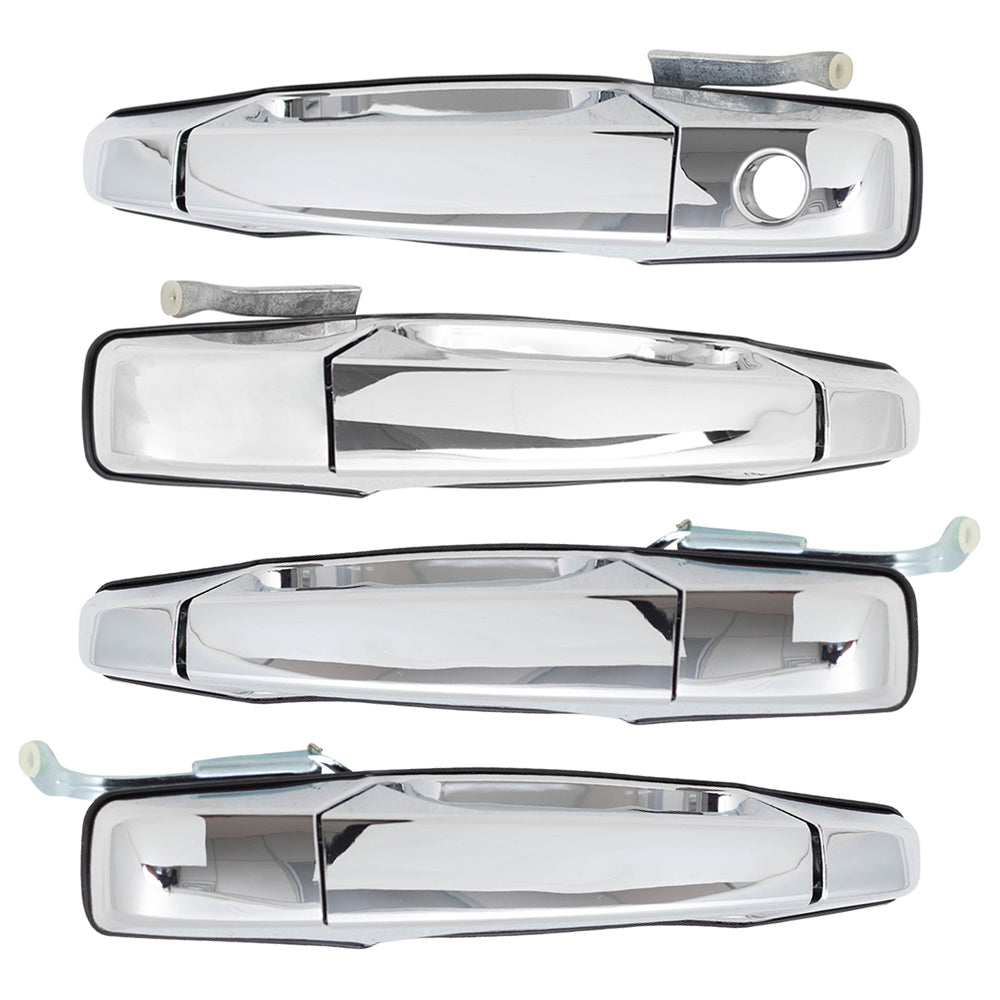 Front and Rear Outside Door Handles 4 Piece Set Compatible with 2007-2013 Avalanche/Sierra Denali/Escalade EXT & 2007-2014 Silverado/Sierra/Escalade & ESV/Suburban/Tahoe/Yukon