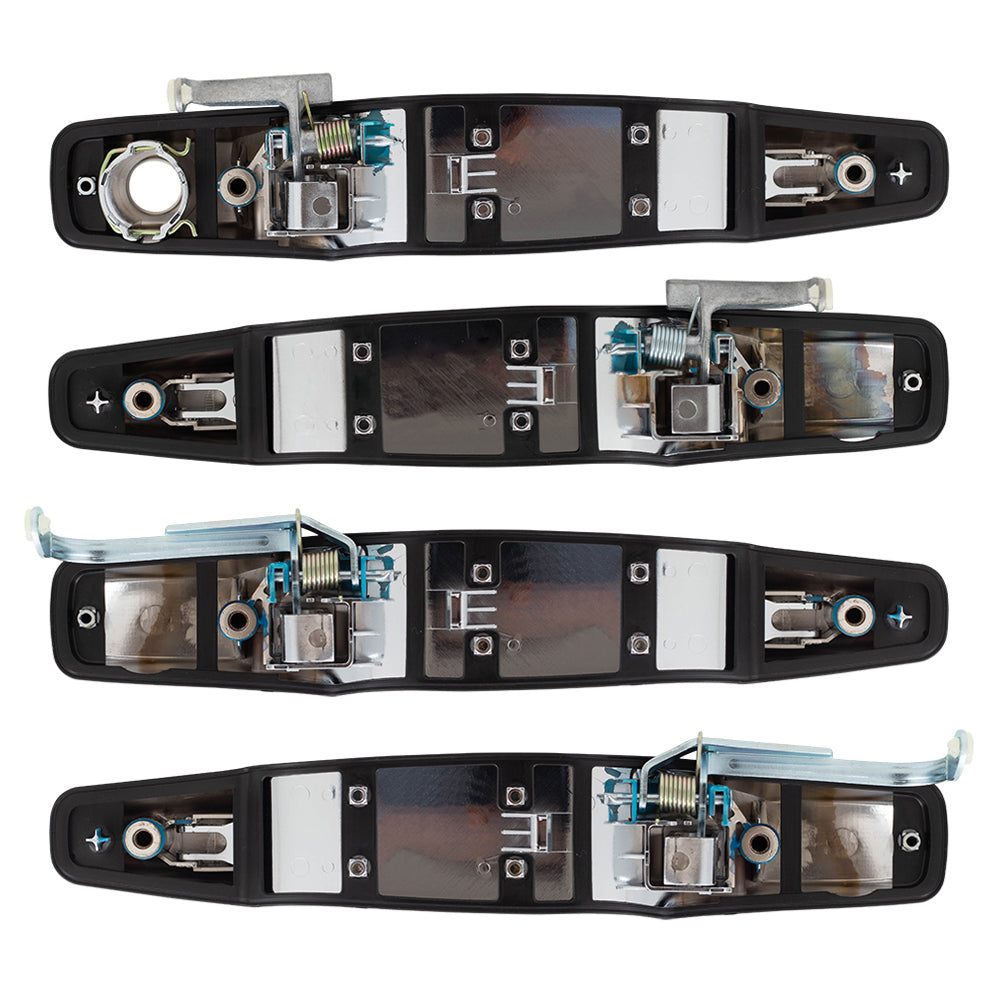 Front and Rear Outside Door Handles 4 Piece Set Compatible with 2007-2013 Avalanche/Sierra Denali/Escalade EXT & 2007-2014 Silverado/Sierra/Escalade & ESV/Suburban/Tahoe/Yukon