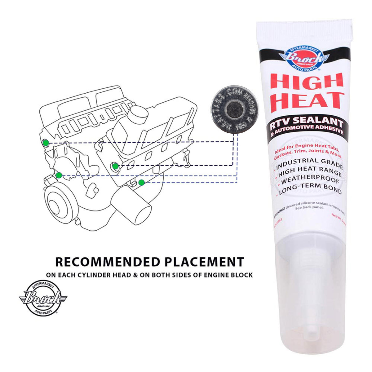 Brock Set 100 Pc Roll Gasoline Petrol Engine Motor Heat Tabs & Auto Sealant Adhesive Solid Overheated Cylinder Head Visual Accurate Proof