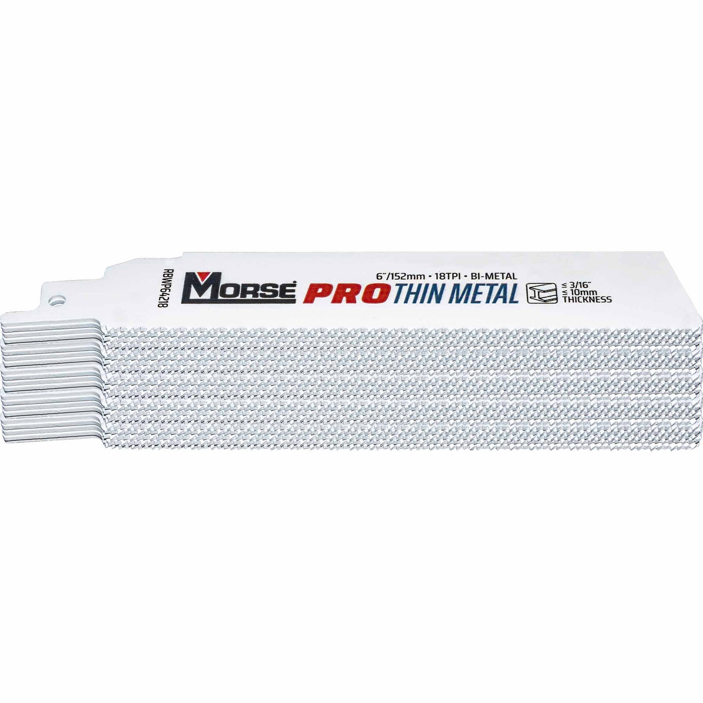 Morse Bi-Metal Pro Thin Metal Reciprocating Saw Blade 6" x 1" .42 " 18 TPI 25 Pack