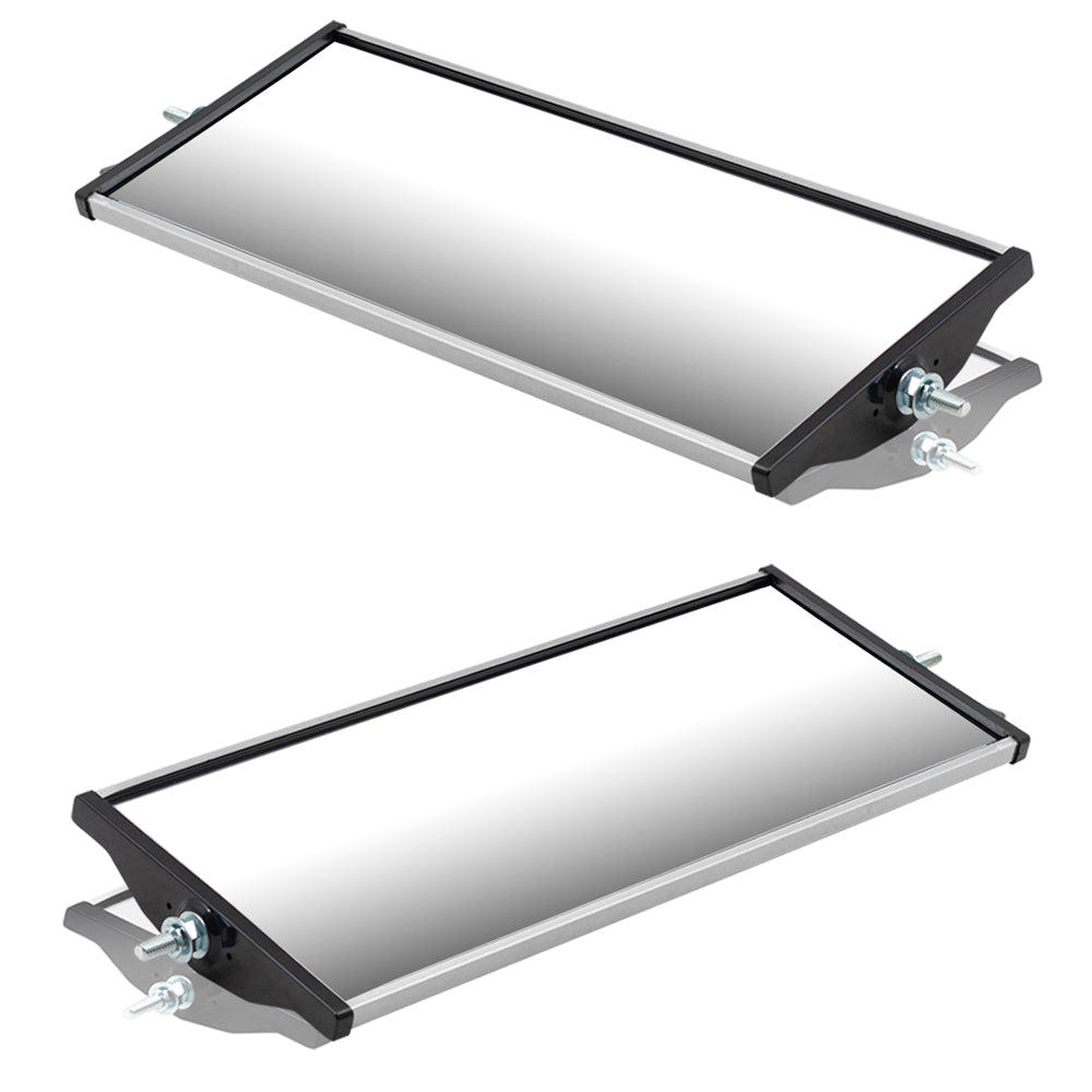 Brock Universal West Coast Style Truck Mirror Replacement Head 2 Piece Set 6.5 Inch by 16 Inch Stainless Aluminum For Driver Side Left Passenger Side Right U335-0005-2