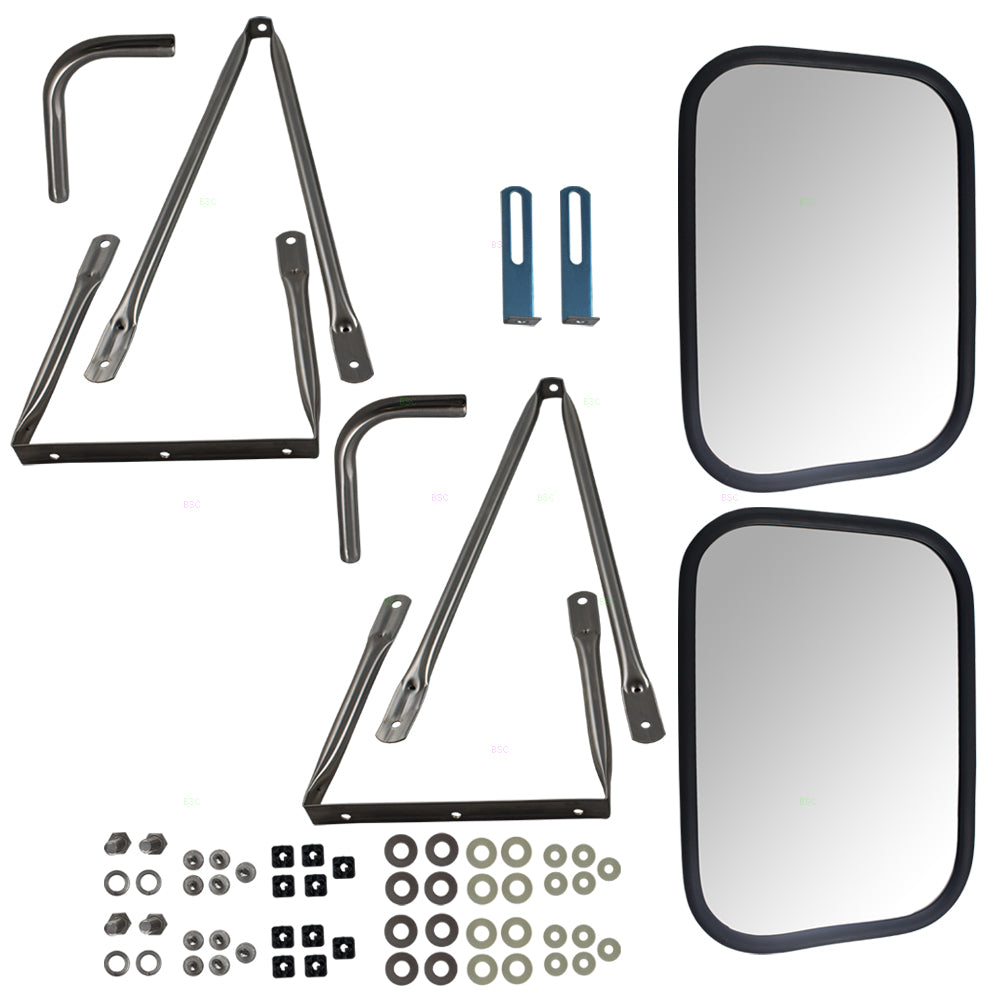 Brock Replacement Set Universal Camper Tow Mirrors Stainless Steel w/ Long Bracket Compatible with 78-86 Blazer Jimmy Suburban Pickup Truck 998905