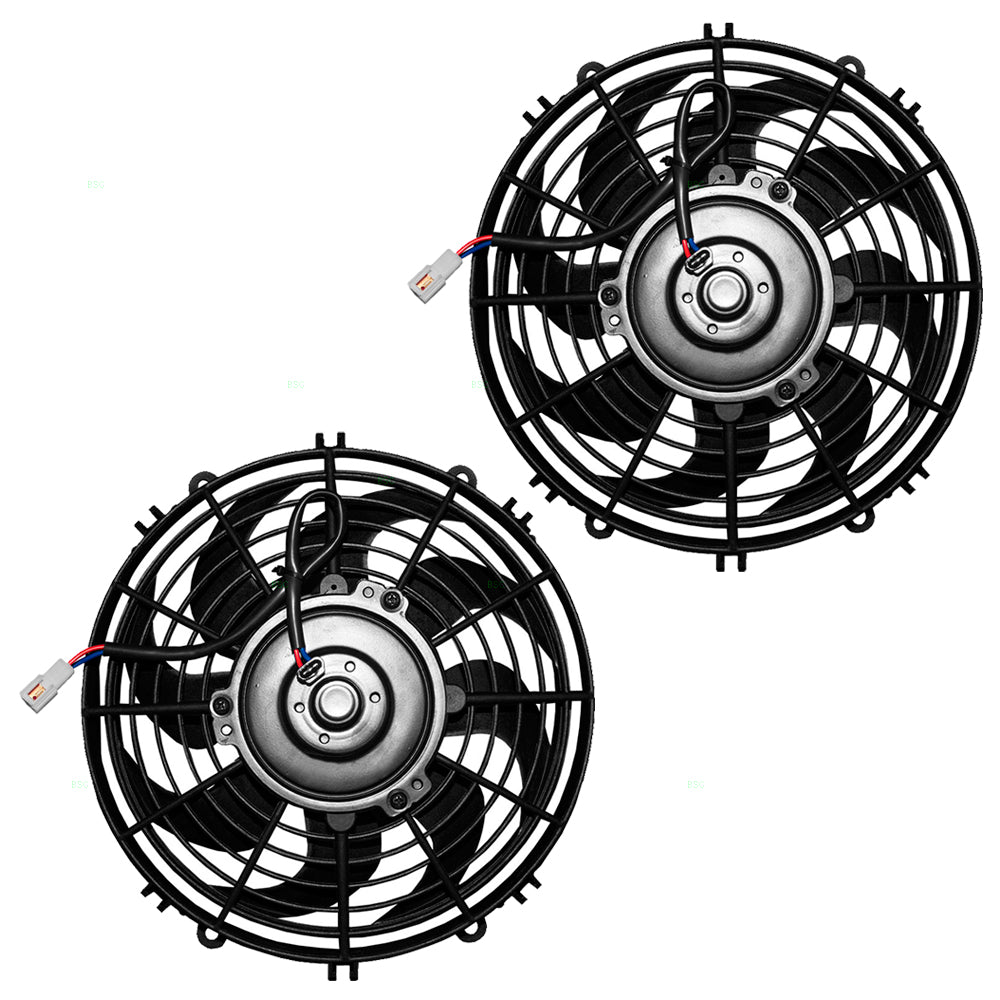 Brock Replacement for Pair Set Universal 10" Radiator Condenser Slim Push Pull Cooling Fans w/ Mounting Kits S Blade 12V 70W for Pickup Hot Rod Classic Car Van