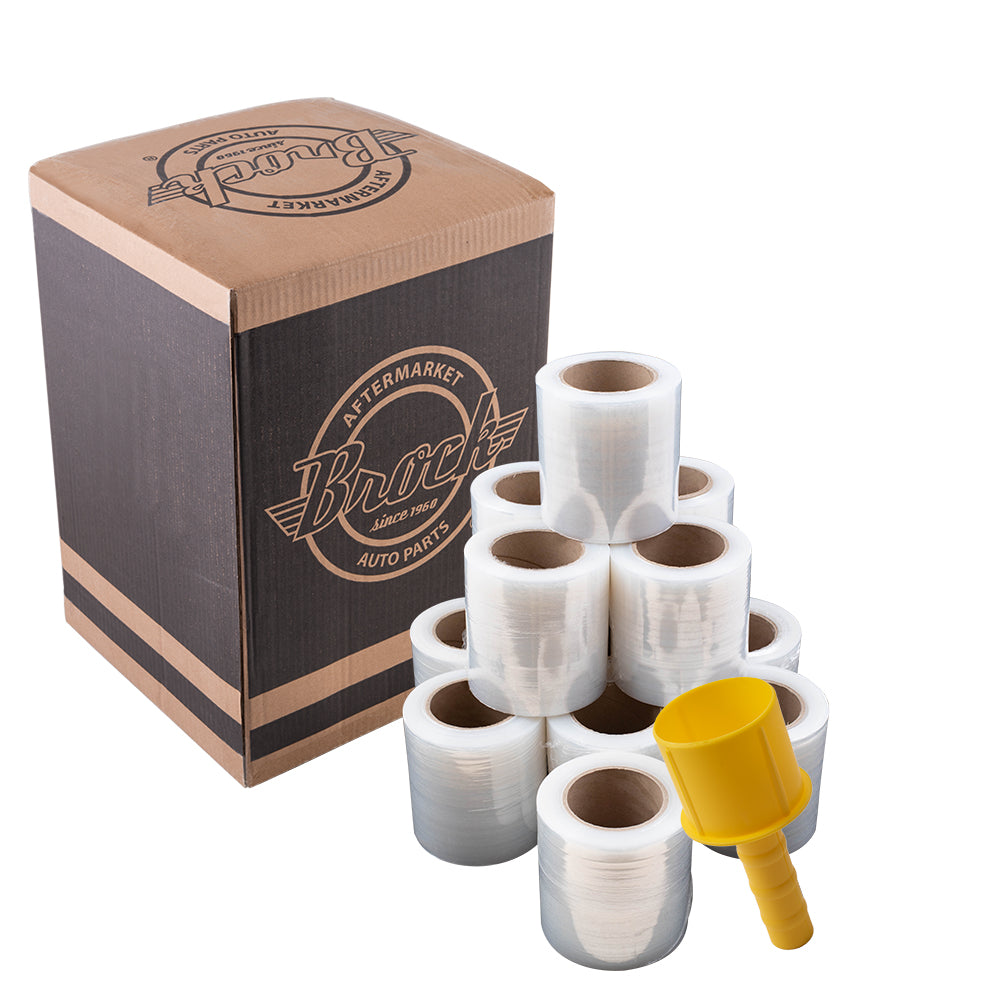Stretch Wrap Film - 5 Inch x 1000 Feet 80 Gauge Industrial Strength Clear Includes 1 Handle and 12 Rolls/Case