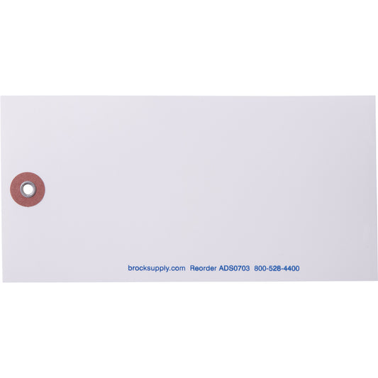 Brock Blank White Polyart Tags 6 1/4 Inch x 3 1/8 Inch With Reinforced Metal Eyelet Includes Wire-Brock Ballpoint Pen-Brockmark Marker 1000 Tags/Box