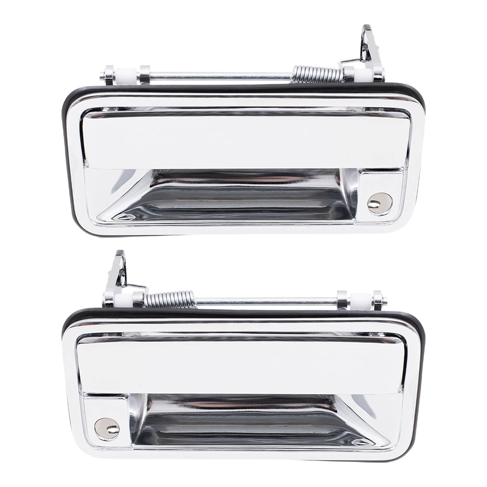 Brock Replacement Driver and Passenger Front Outside Outer Chrome Specialty Door Handles compatible with Pickup Truck