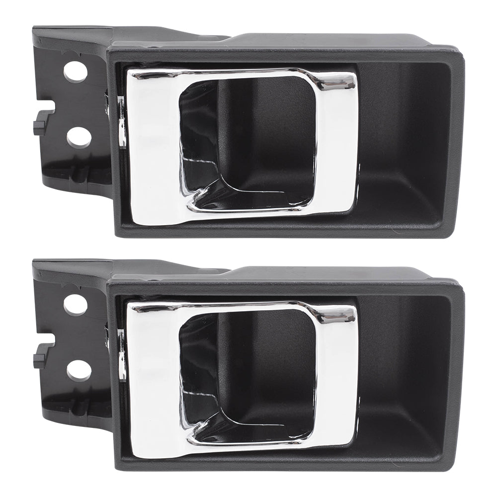 Brock Replacement Pair Set Inside Inner Black with Chrome Door Handles Compatible with 1986-1997 Pickup Truck 8067015G00