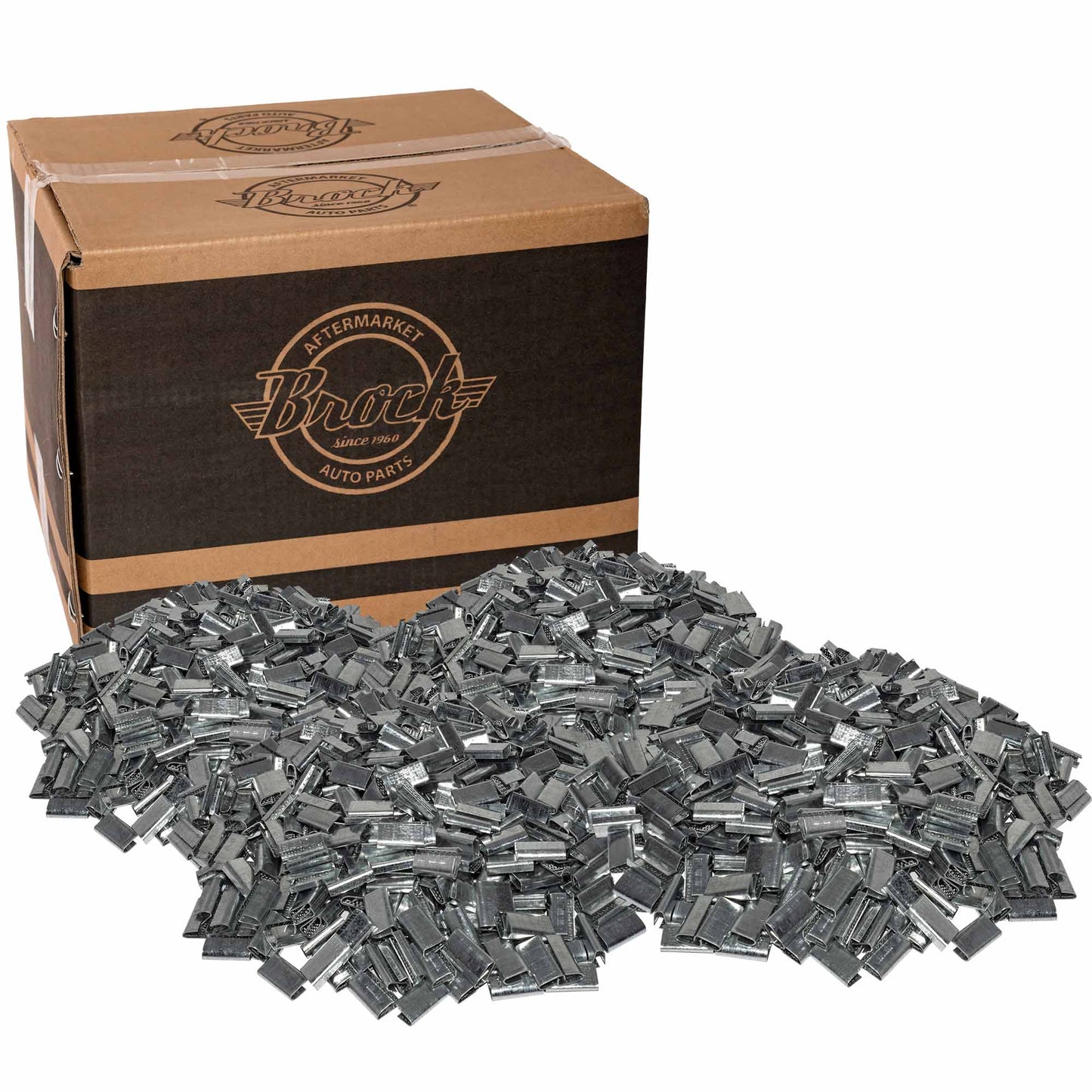 Brock 1/2 Inch Metal Open Gripping Seals for Polypropylene Strapping 1 1/4 Inch x 1/2 Inch x 1/4 Inch 2000 Piece Box