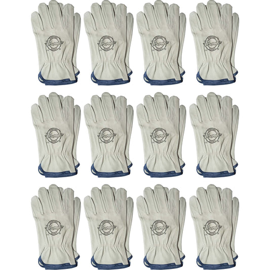 Brock Pigskin Leather Drivers Glove Unlined With Keystone Thumb & Blue Cotton Bound Cuff Double Extra Large 12 Pairs